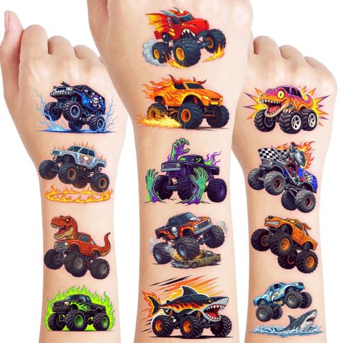 96 PCS Monster Truck Temporary Tattoos for Kids