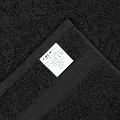 100% Cotton Washcloths 6-Pack - Soft Absorbent Face & Body Towels, Black