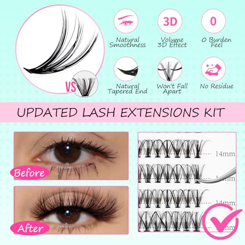 FADVAN DIY Lash Extension Kit - 280pc 30D Volume Clusters 8-14mm