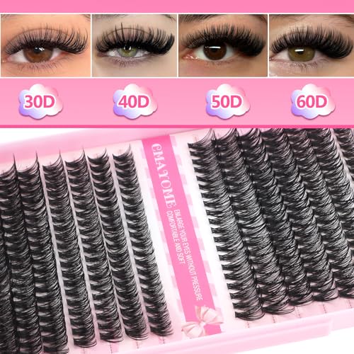 Lash Extension Kit, 30D 40D 50D 60D Individual Lash Clusters, 640Pcs Eyelash Clusters DIY Lash Books with Lash Bond and Seal, Lash Tweezers Brush