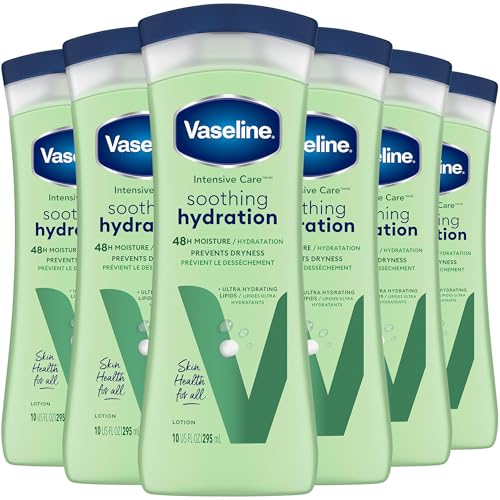 Vaseline Soothing Hydration 6-Pack ? Intensive Care Moisturizing Hand and Body Lotion with Aloe, Ultra-Hydrating Lipids, 48 Hours of Moisture, 10 Oz Ea