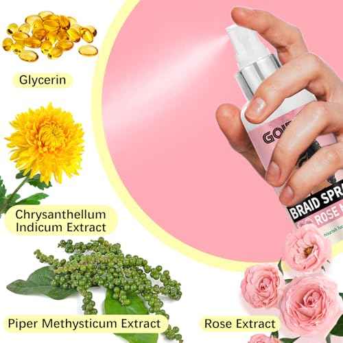 Braid Foam Control Mousse Hair Braiding Mousse for Twist, Locs, Braids Lightweight - Braid Spray Rose Mint for Dreads, Dreadlocks, Locks Spray Rose Water for Itchy Scalp (2PCS)