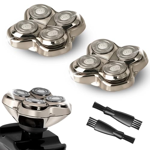 2Pack Pro 4 Shaver Replacement Heads for Skulls Pitbulls Series Gold PRO, Silver PRO, Platinum PRO, Butterfly Kiss PRO Head Shavers, Floating 4 Heads for a Fast, Close and Smooth Shave.