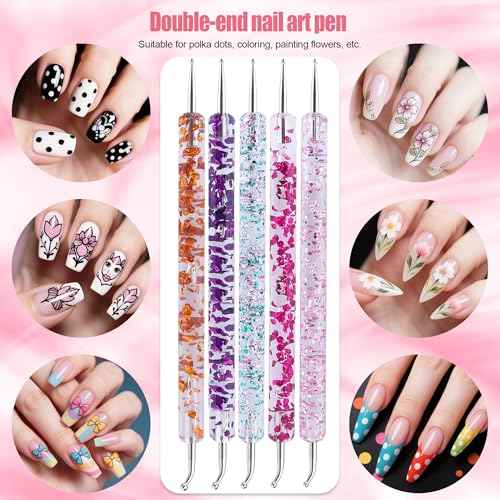 Artdone Nail Dotting Tools 32PCS Double-ended Nail Art Brushes Kit Nail Art Gel Polish Liner Brushes Design Pen For Nail Drawing And Nail Paint Brushes Small Detail Brushes