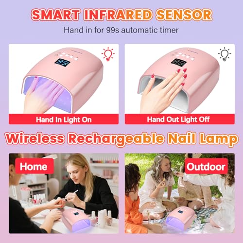 66W Cordless UV LED Nail Lamp with Smart Sensor