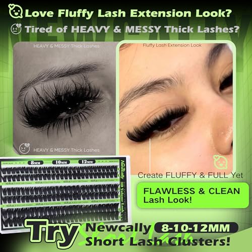Fluffy 8-12MM Short Cluster Eyelash Extensions by Newcally