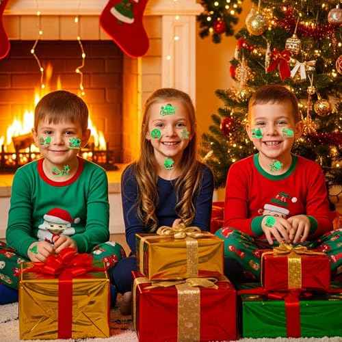 Luminous Christmas Temporary Tattoos for Kids - 53PCS Christmas Glow in The Dark Tattoos Stickers for Boys and Girls,Christmas Party Favors, Supplies, Decorations for Kids Stocking Stuffers and Gifts
