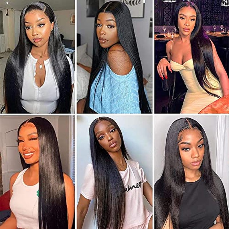 DiexrLamx Natural Black Straight Human Hair Bundles - 3 Pack