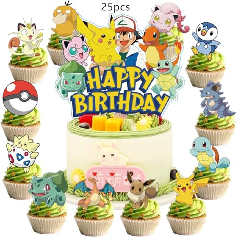 Anime Cake Decoration Set - 25Pcs with Cupcake Toppers