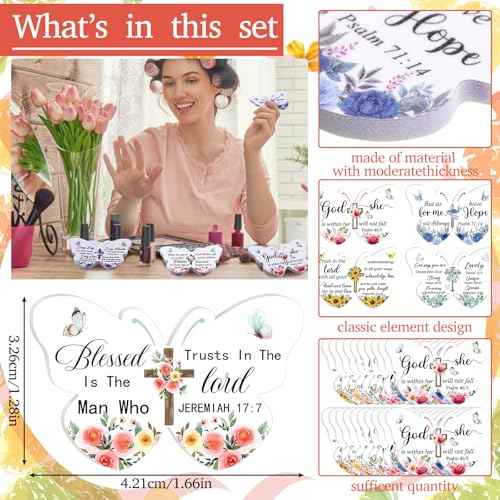Lothee 80 Pcs Christmas Christian Gifts Bulk for Women School Teacher Nail File Church Bible Verse Emery Board Inspirational Double Sided Religious Manicure Tool for Wedding Birthday Party(Butterfly)