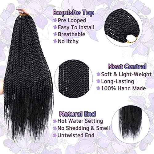 MOSINA Senegalese Twist Crochet Hair for Black Women 8 Packs Crochet Braid for Black Women 35 Strands/Pack Professional Synthetic Hair Pre Looped Crochet Hair(24 Inch,1B)