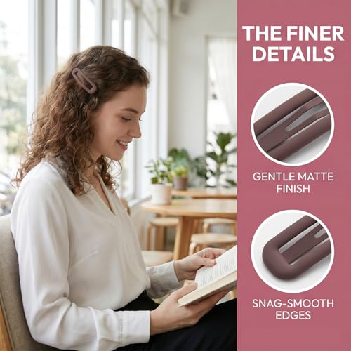 Metal Snap Hair Clips for Women, 12pcs Matte Rectangle Barrettes