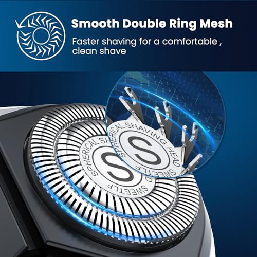 Waterproof Men¡¯s Electric Shaver with Travel Case, Powerful & Quiet, Type C Fast Charge (60min Charge, 120min Use), Precision Trimmer (Blue)