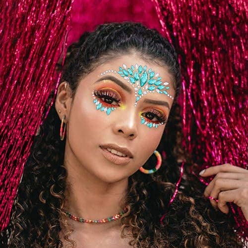 Rhinestone Face Gems Mermaid Face Jewels Rave Party Crystal Body Eyes Jewel Temporary Halloween Face Stickers for Women and Girls 2PCS