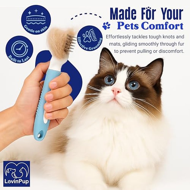 Professional Dematting Comb for Dogs & Cats - Stainless Steel Grooming Tool