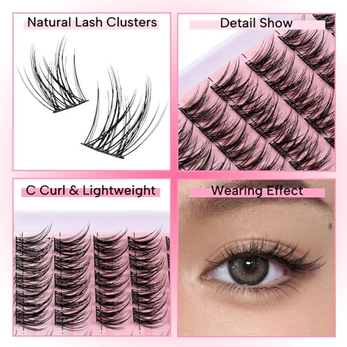 Fyonas Bonny Natural Eyelash Clusters - 80 Pcs, 11-13mm, Natural Look, False Lash Extensions