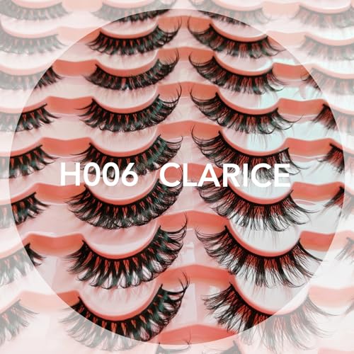 H006 CLARICE False Lashes Faux Mink Fake Eyelashes 20 Pairs Mixed Set Dramatic Volume and Length Multipack Black Reusable Natural Vegan