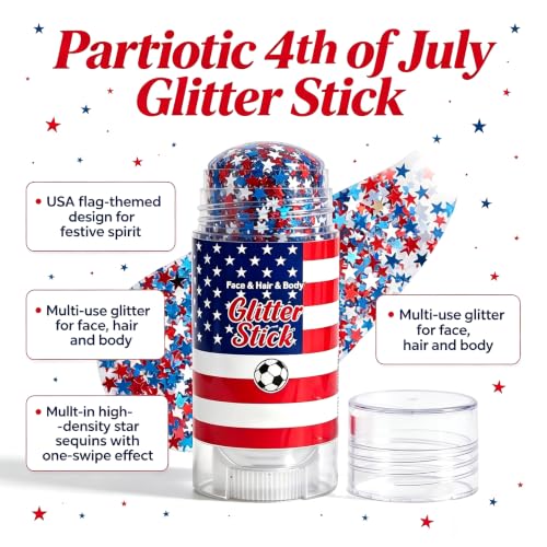 4th of July Glitter Stick - Red, White & Blue Face & Body Makeup