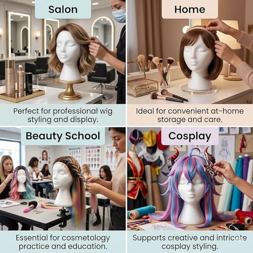 Female Styrofoam Mannequin Head Model - Wig/Hat Display Stand Art