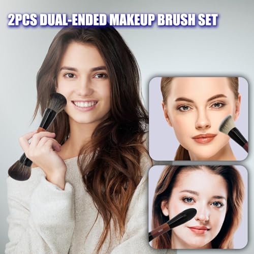 Double Ended Foundation Brush - Kabuki & Powder Blending Duo