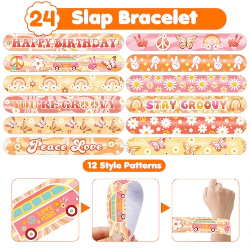 Groovy Party Favors Set - 48pc Temporary Tattoos & Slap Bracelets