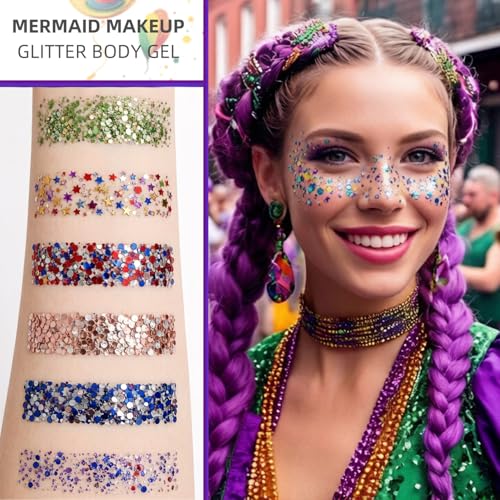 Chunky Glitter Gel for Body & Face - Holographic Shimmer Makeup