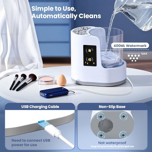 Poputra Electric Makeup Brush Cleaner with Auto Dryer & Storage