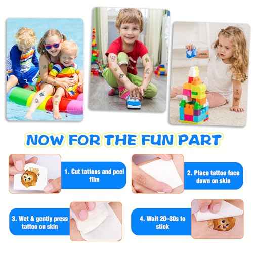 300pcs (30 Sheets) Glow-in-the-Dark Temporary Tattoos for Kids - Unicorn, Dinosaur, Mermaid, Fairy, Animals £¦ Butterfly - Temporary Tattoos for Boy £¦ Girls, Party Favors