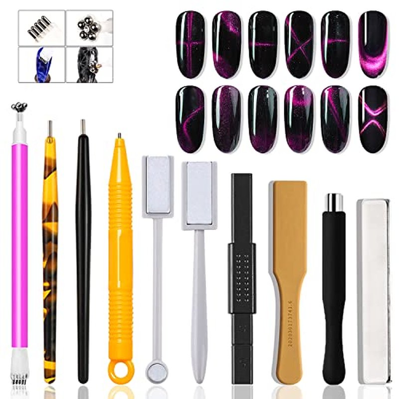 10-Piece Cat Eye Nail Magnet Set with Double-Headed Tools