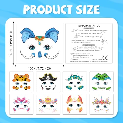 Face Tattoos for Kids - 24 Sheets Party Pack