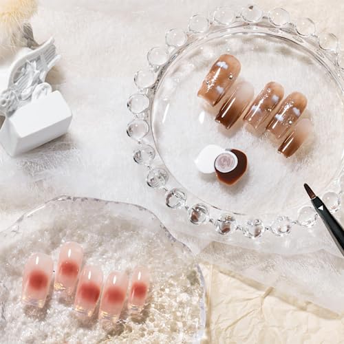 Clear Glass Nail Art Palette - 2 Piece Set