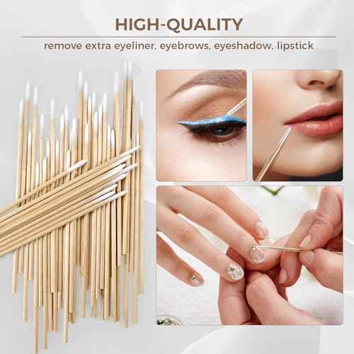 800Pcs Pointed Cotton Swabs in Storage Box - Precision Microblading Cotton Swabs with Wooden Sticks for Makeup, Cleaning Nail Polish, Eyebrow, Tattoo Permanent Supplies, Craft