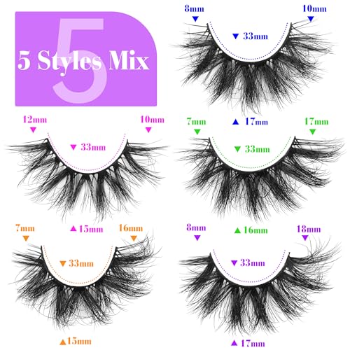 Geeneiya Cat Eye Lashes 5 Styles Mix False Eyelashes Faux Mink Lashes Wispy False Eyelashes Volume Eyelashes Extension D Curl, 10 Pairs