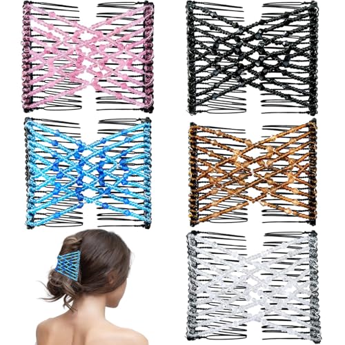 Magic Hair Comb 5-Pack Elastic Double Comb Hair Clips