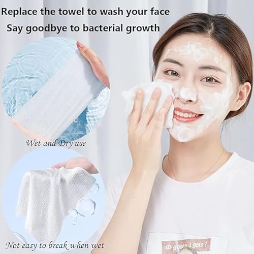 Disposable Face Towel 100 Count for Washing Soft Cotton Dry Wipes Facial Cloths Towelettes for Washing and Drying, Facial Tissue for Cleansing, Skincare and Makeup Remover (2 Pack)