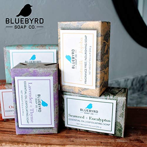 BLUEBYRD Soap Co. Lavender & Thyme Exfoliating Soap Bar, 100% Vegan Cold Press Large Soap Bars, Scented with Premium Essential Oils, Scrub Soap Bars for Men and Women, Exfoliate Body Naturally with