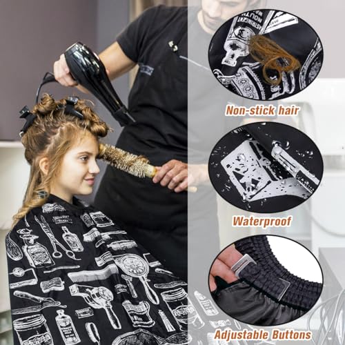 Milukon Professional Hair Cutting Cape, Salon Barber Cape with Adjustable Snap Hair Stylist Capes for Hair Treatment for Adults Kids Christmas Gifts