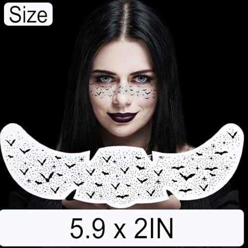 Black Bat Freckles Temporary Tattoos - 8 Pack Waterproof Face Stickers