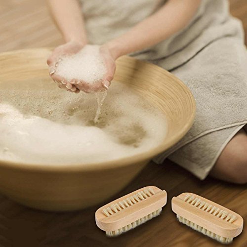 Double-Sided Wooden Nail Brush for Manicure & Pedicure - 4 Pack