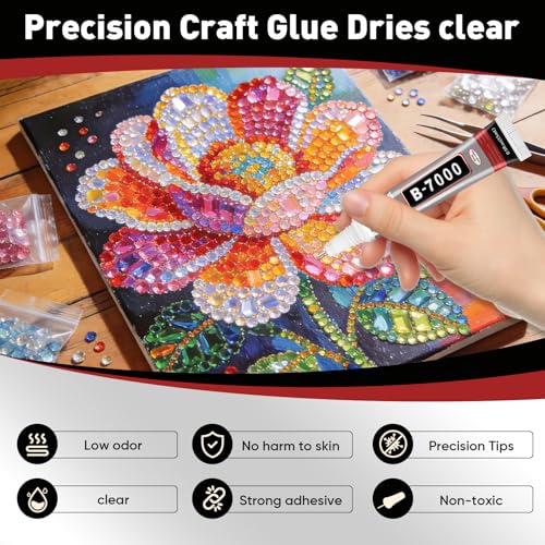 B7000 Clear Glue 15ml, 8-Pack Precision Tip for Jewelry & Nail Art
