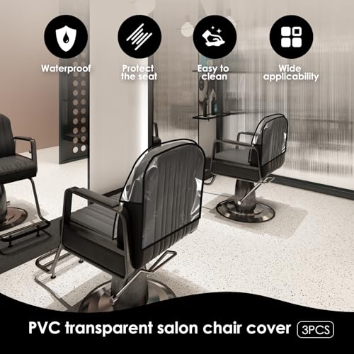 3-Piece Salon Chair Back Cover, PVC Waterproof Protector