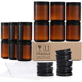 8oz Dark Amber Candle Jars - 12 Pack with Metal & Plastic Lids