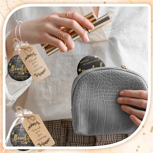 Tradder 50 Sets 2.76 Inch Inspirational Appreciation Gifts Compact Mirrors Bulk for Women Quinceanera Small Pocket Makeup Mirrors Suffer Items for Bridal Souvenir Graduation