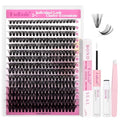 FADLASH Lash Extension Kit 40D Lash Clusters C Curl Lash Cluster Kit DIY Eyelash Extension Kit with Lash Bond and Seal Lash Tweezer 3D Fluffy Cluster Lashes (Kit, 40D-0.07C-Mix8-20)