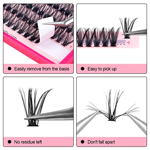 Fenshine Cluster Eyelash Extensions, 280pcs 40D, 0.07 D Curl 13mm Natural False Eyelashes, Soft Individual Lashes DIY Extension