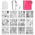 Biutee Nail Stamping Plates Set 14pcs with Stamper & Scraper - Floral, Geometric & Vintage Designs