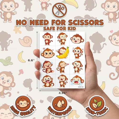 96 Monkey Temporary Tattoos for Kids - Jungle Party Favors