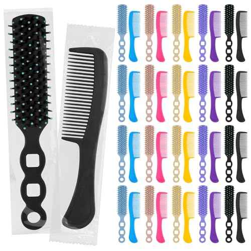 100 Pcs Hair Brush and Comb Set in Bulk for Homeless Individually Wrapped, Bulk Comb Brush Hairbrush for Women Kids Hotel Homeless Charity (Bright Color)