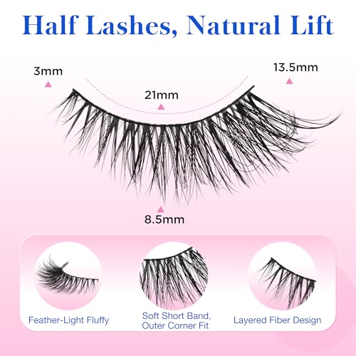 BEPHOLAN Half False Eyelashes Cat Eye 7 Pair Fluffy Faux Mink