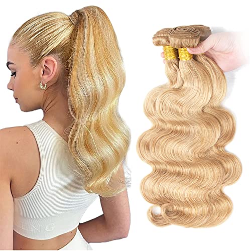MavKuvx Highlight Blonde Hair Extensions 24-28 Inch Brazilian Virgin Human Hair Bundles
